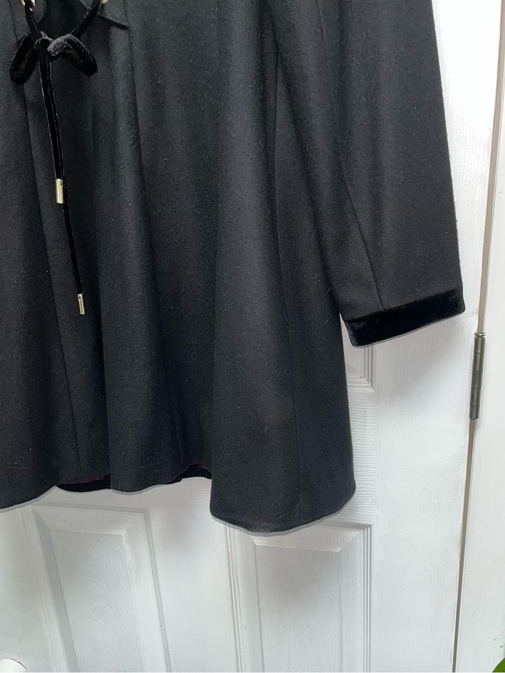 Black Corset Back Wool Blend Coat Size L - Picture 3 of 7